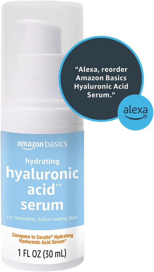 Amazon Basics Hydrating Hyaluronic Acid Serum, 1 Fluid Ounce, 1-Pack...