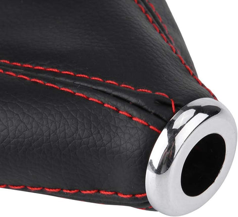 Gear Shift Boot, PU Leather, Black with Red Stitch, Easy to Install, Universal Fit...