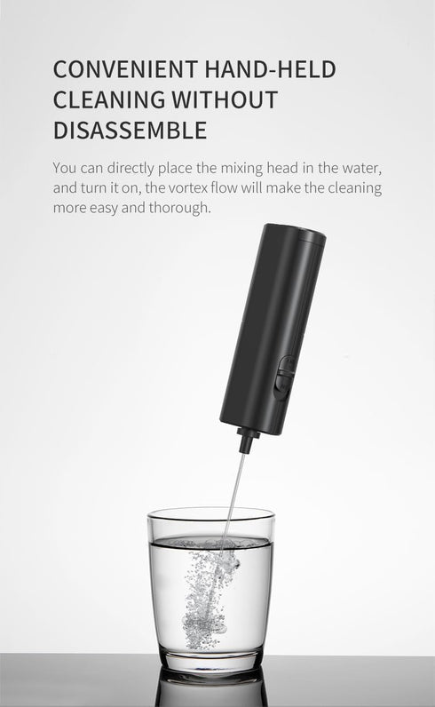 Electric Handheld Milk Frother, Wireless Coffee Milk Mixer, Portable Drink Mixer, for Milk Foam and Latte Art, Powered by Battery, 35mmX214mm, Bla...