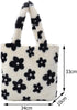 Plush Underarm Bag, Ladies Fluffy Shoulder Bag, Women Furry Flower Tote Bag Y2K Plush Handbag for Autumn and Winter...