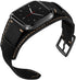 Compatible Fitbit Versa Bands, Genuine Leather Cuff Bracelet Replacement Strap with Stainless Steel Buckle for Men Women (Black)...