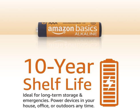 Amazon Basics AAA Alkaline High-Performance Batteries, 1.5 Volt, 10-Year Shelf Life, 8 count...