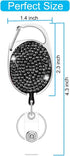 HASFINE 2 Pack Bling Rhinestone Retractable Badge Reels with Belt Clip & Key Ring - Elegant ID Badge Holders for Office, Nurses, Teachers, and Stu...