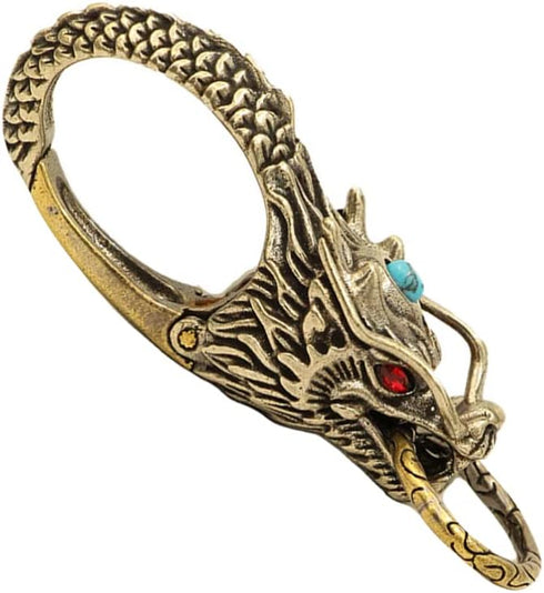 LIFKOME Dragon Head Carabiner Keychains Keyring Antique Brass Dragon Head Bead DIY Accessories for Keychain Gold...