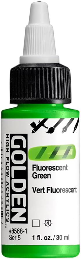 GOLDEN High Flow Acrylics, Fluorescent Green, 1 fl. oz. / 30 ml Bottle...