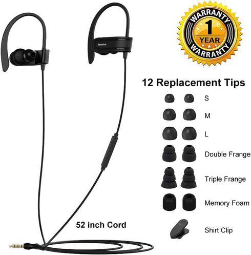 Wired Over The Ear Earbuds with Microphone Volume Control Ear Hook and Case, Sweatproof Sport Earphones for Running Exercise Gym Workout, Wrap Aro...