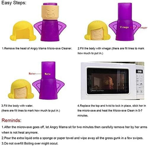 ACZURXLY Angry Mama Microwave Cleaner, Oven Steam Cleaner Disinfectant With Vinegar & Water for Kitchen, Funny Easily to Clean Crud in Minutes Use...