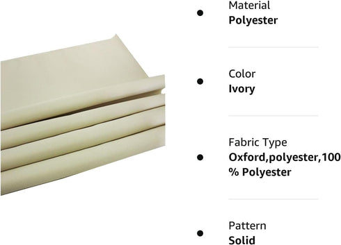 Mybecca Canvas Marine Fabric 600 Denier Indoor/Outdoor Ivory 1 Yard (36" x 56")(Cut Separately for Prime Orders)...