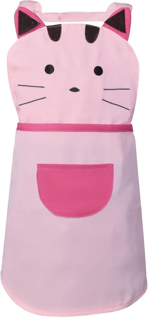 Love Potato Cute Girls Toddler Cartoom Cat Embroidered Cotton Kitchen Cooking Baking Apron for Kids 2-4 Years Old (Pink)...