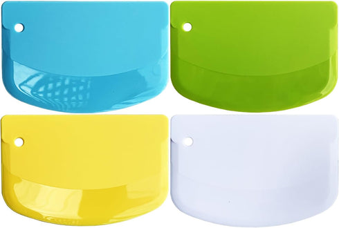 Bench Scraper Dough Scraper for Baking, 4 PCs BPA Free PP Plastic Flexible Dough Cutter, Food-Safe Plastic Bread Making Tools Cake Dough Fondant I...