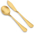 Matte Gold Serving Set?SHARECOOK 5-Piece 18/0 Stainless Steel Large Hostess Set with Round Edge, Satin Finished, Dishwasher Safe -Spoons, Forks,Bu...