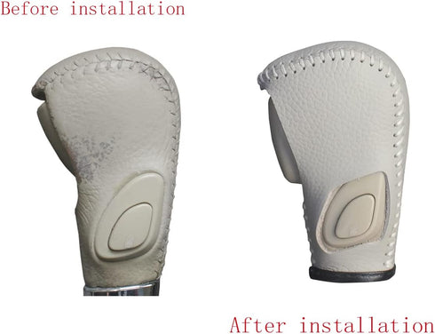 Genuine leatherAutomatic at Gear Shift Knob Cover Protector Trim Fit Nissan Murano 2009 2010 2011 2012 2013 (Beige)...