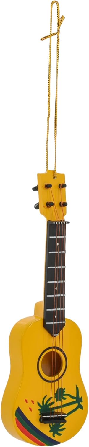Broadway Gifts 5.4" Yellow Tropical Design Wood Ukulele Ornament Decoration...