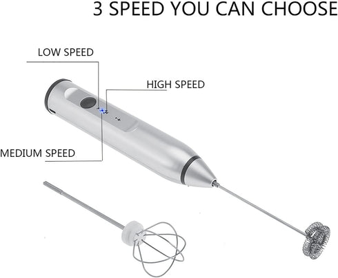 Electric Milk Frother,Rechargeable Electric Cappuccino Frother,Professional for Restaurant Home(Silver)...
