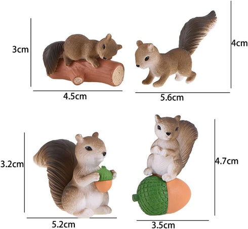 4 Pcs/Set Squirrel Miniature Figurines,Mini Animals Play Set Fairy Garden Ornaments,Garden Terrarium Home Decor Accessories(grey)...