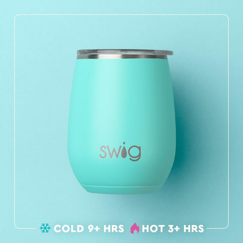 Swig Life 14oz Stemless Wine Cup, Insulated Wine Tumbler with Lid, Stainless Steel Travel Tumbler (Wanderlust)...