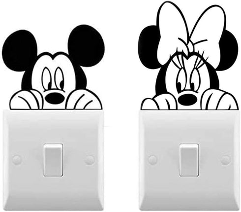 Light Switch Cool Decals | Baby room Stickers (9 x 3.5, Mickey & Minnie)...