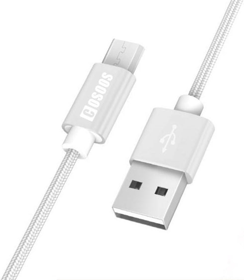 COSOOS Short Micro USB Cable, 4 Pack 9 Inch Nylon Charging and Syncing Short Cords for Samsung, Charging Station, Android Smartphones (Silver,whit...