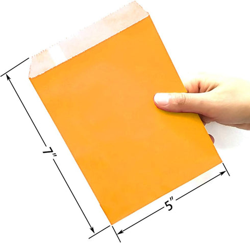 AZOWA 100 CT Small Paper Treat Sacks Orange 5 x 7 In Candy Buffet Bags for Party...