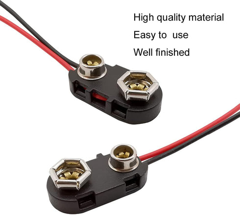 (Pack of 5 22AGW Wires I-Type 9V Battery Connector, 9 Volt Battery Clip, 9V Battery Clip Connector with 22agw Wire and Hard Buckle Plastic Housing...