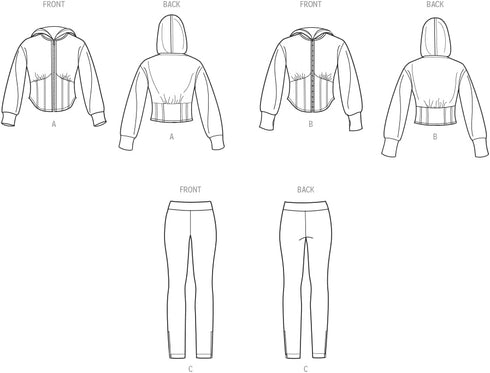 Simplicity Misses' Corset Style Hooded Jacket and Knit Leggings Sewing Pattern Packet, Design Code S9895, Sizes 10-12-14-16-18...
