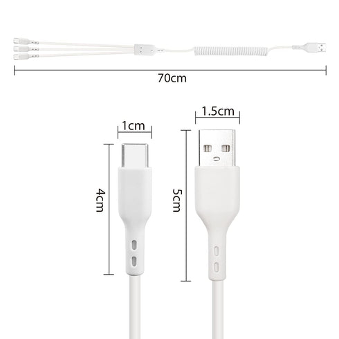 GELRHONR Retractable USB A to USB C Multi Charging Cable,Coiled 5A 3 in 1 Multiple USB C Y Splitter Fast Charging Cord,Compatible with Cell Phones...