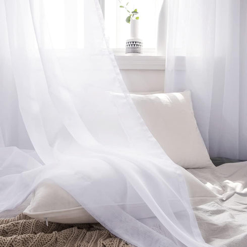 MIULEE Sheer Window Scarf Valance Extra Long Topper Window Treatment Elegant Curtain Scarves Luxury Swag Curtain Drapes for Party Wedding Arch Cer...