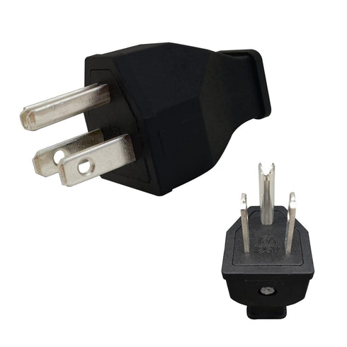 3 Prong NEMA 5-15P Power Adapter Replacement Plug, Straight Blade Connector for Extension Cord,3-Pin 15A 125V Male Rewirable Plug (Plug 2Pcs,Black...