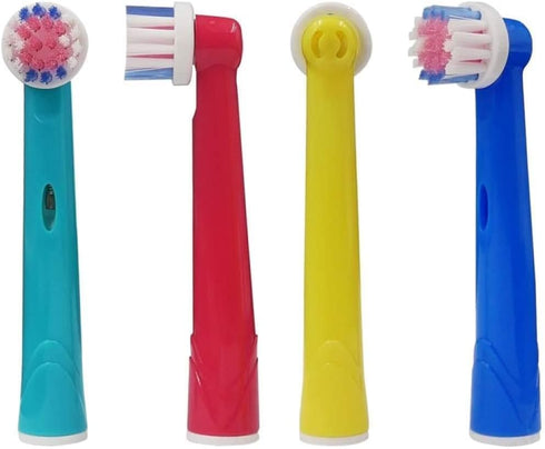 Kids Brush Heads Compatible with Oral-B Power Toothbrush, Red, Blue, Yellow & Teal Colors, Children Ages 3+ - Pack of 4...