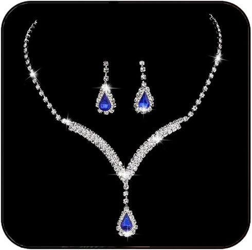 EARENT Bridal Rhinestone Jewelry Set Bride Wedding Necklace Earrings Sets Crystal Choker Necklaces Tassel Dangle Earring Costume Prom Jewelry for ...