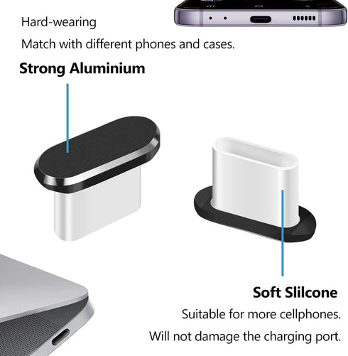 USB C Dust Plug, Type C Anti Dust Cover Protector Cap with Phone Speaker Cover Compatible with iPhone 15 Series, Samsung Galaxy S22/S21/S20, Note ...