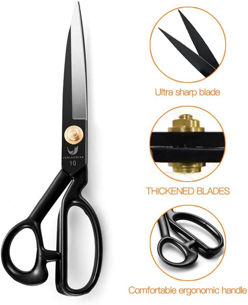 Fabric Scissors 10 Inch Sewing Dressmaking Scissors Professional Razor Sharp for Tailoring Leather Raw Materials - Japan High Carbon Steel Tailor ...
