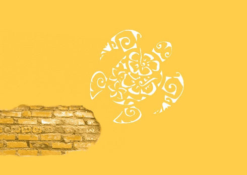 Custom Nautical Tiki Turtle Flower Stencil - 5.5 x 5.5 Inches, Personalized Reusable Plastic Stencil for DIY Oceanic Creations...