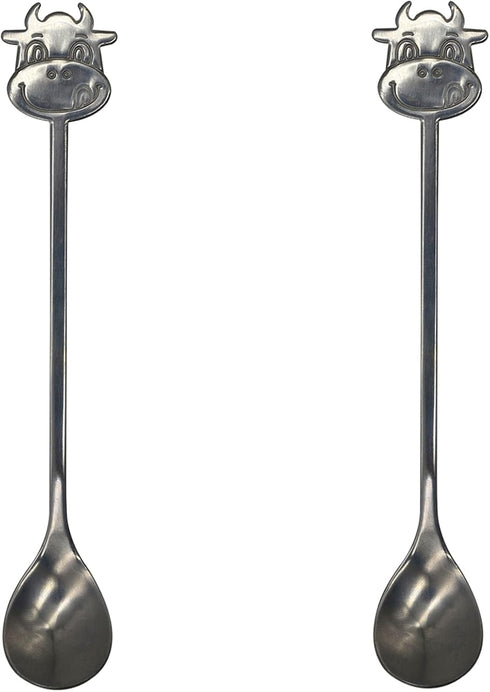 Maydahui 2PCS Cow Spoon 5.9inch 18/10(304) Stainless Steel Coffee Spoon Cartoon Animal Dessert Spoon Tableware Kitchen Tools for Sugar Tea Drink I...