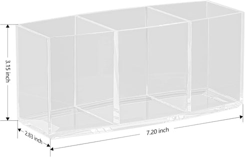 Makeup Brush Holder Organizer Clear Cosmetic Brushes Container Storage 3 Slots, Desk Storage for Lipstick Eyeshadow Pen, Skincare Cosmetic Display...