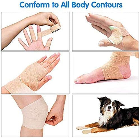 1 Inch Wide Skin Colour Elastic Self- Adhesive Bandage Finger Tape,Wrap Bandages, for Wrist and Ankle Sprains & Swelling...