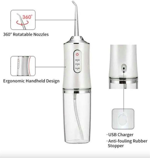 Dental Flosser Water Jet Oral Irrigator for Teeth, Dentures, and Braces Portable Rechargeable Multipe Pressure Modes...