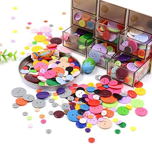 800 Pcs Assorted Sizes Resin Buttons,Round Craft Buttons for Sewing DIY Crafts,Children's Manual Button Painting...