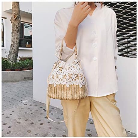 Beach Purse Women's Crossbody Straw Bag Woven Beach Shoulder Handbag Summer Boho Purse with Leather Strap for Women...