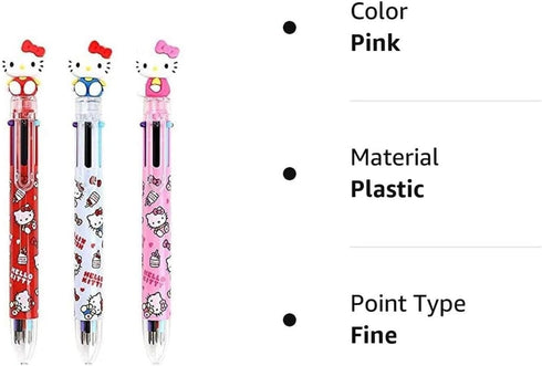 0.7mm 6-Color Multicolor Ballpoint Pen w/Cat Face Figure 1PC (Red)...