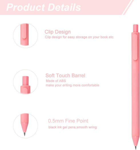 5pcs Gel Pens, Retractable Quick Dry Black Ink Pens Fine Point 0.5mm Premium Smooth Writing Pens for School Office Supplies (Macaron Color)...