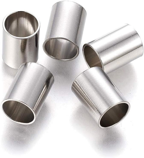 Fashewelry 50Pcs Large Hole Stainless Steel Tube Spacer Beads 12x9mm Smooth Polished Metal European Charm Beads for Jewelry Making Hole: 8mm...