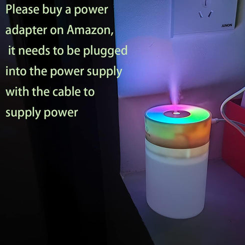Colorful 260ml Humidifier,USB Power Supply,With 7 Color LED, Air Humidifier,Mini Air Humidifier,Can add essential oil,Suitable for Study Room, Bed...