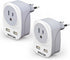 (two in a box) Europe Travel Plug Adapter, WAUDM, USA to Europe Plug Adapter, 4 USB PortsEU Adapter Converter for Italy, Spain, France,Portugal, I...