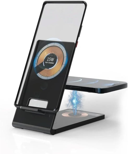 Wireless Charging Station Compact Sleek and Modern Design with 15 Watts Fast Charging Compatible with iPhone 15/14/13/12/11 Pro Max/XR/XS/8/8 Plus...