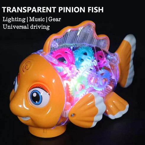 Nenekal Transparent Electric Gear Gold Fish Toddler Toys with Music & Lights. Bump and Go Technology. Perfect for Babies Tummy Time, Educational S...