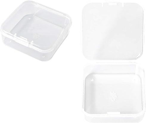 25 Packs Small Square Containers Case Organizer with Hinged Lids Clear Plastic Beads Storage Box for Jewelry, Pills, Crafts (2.17" 2.17" 0.8")...