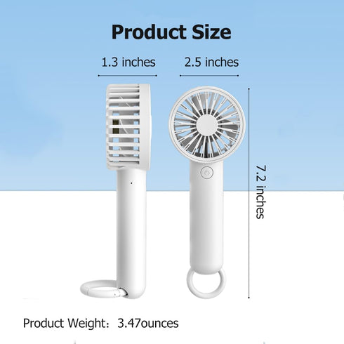 Portable Handheld Fan with Buckle Design, Mini Rechargeable Fan with 3 Speed Adjustable, Small Personal Fan for Home, Office, Travel, and Outdoor ...