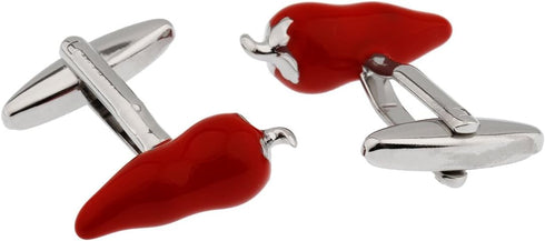 Spicy Chili Red Hot Pepper Chef Cook Pair Cufflinks in a Presentation Gift Box & Polishing Cloth...