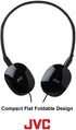 JVC Black Flat and Foldable Colorful Flats On Ear Headphone with 3.94 foot Gold Plated Phone Slim Plug HAS160B......
